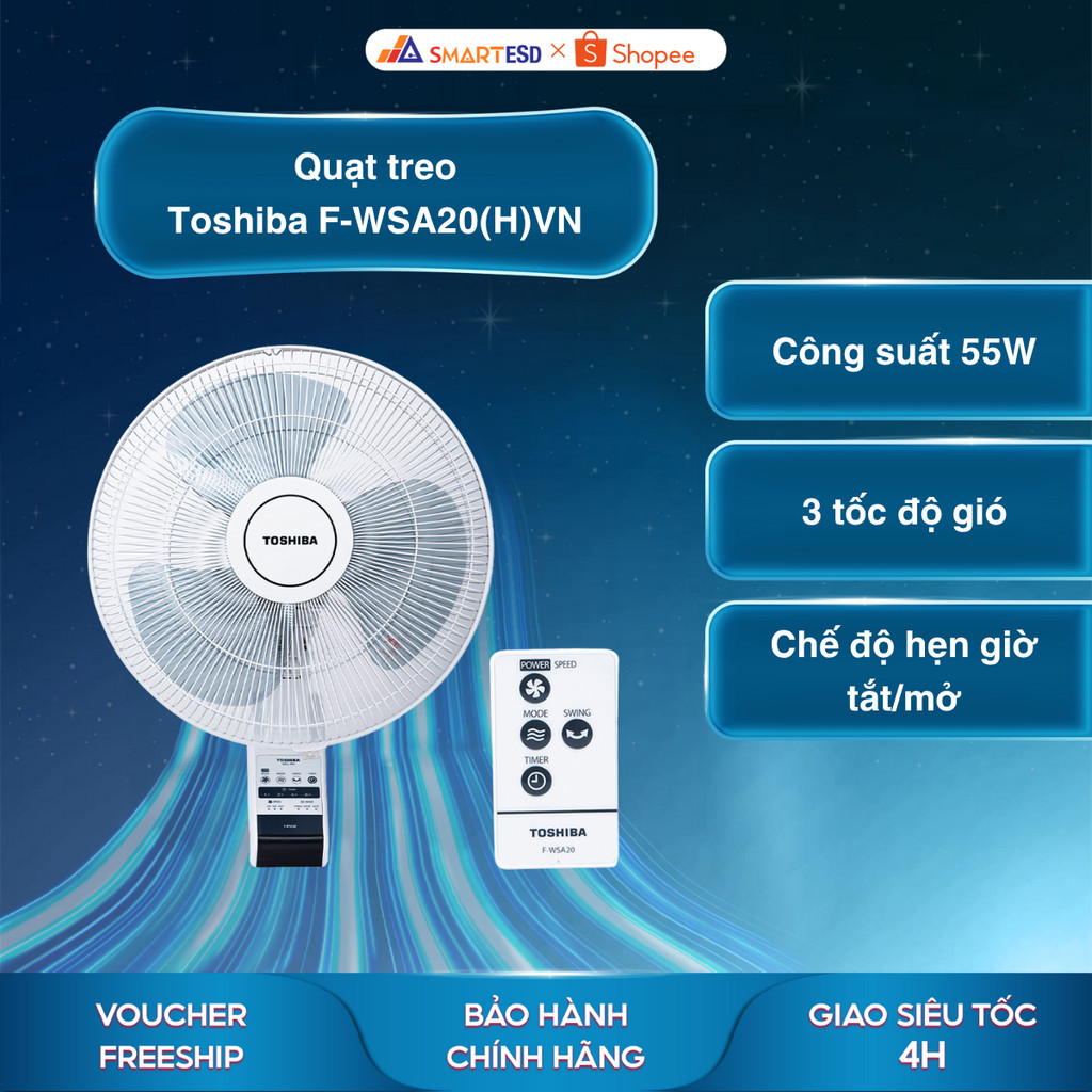 Quạt treo Toshiba F-WSA20(H)VN - Công suất 55W - Bảo hành chính hãng 12 tháng