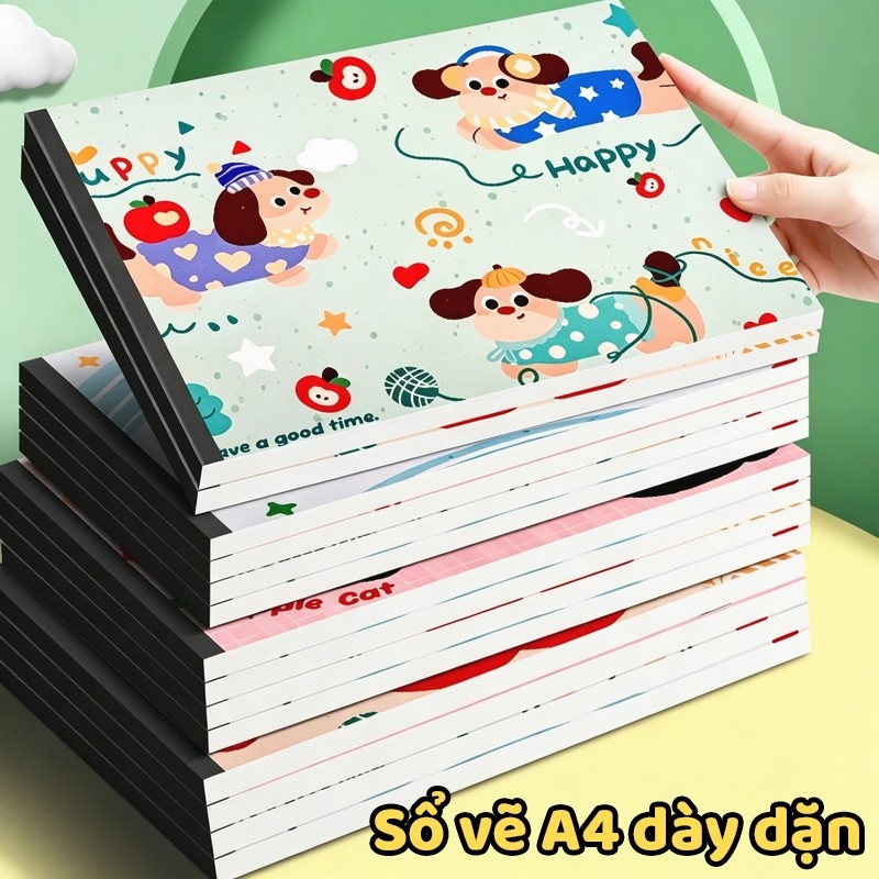 Vở vẽ A4 30 trang giấy dày họa tiết hoạt hình sắc nét hỗ trợ tốt cho học sinh cấp 1 vẽ mỹ thuật hot