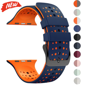 Dây đeo silicon thoáng khí tương thích cho Apple Watch Series11 / 10 46mm Ultra3 / 2 49mm 9 8 7 6 5 44mm 45mm 42mm