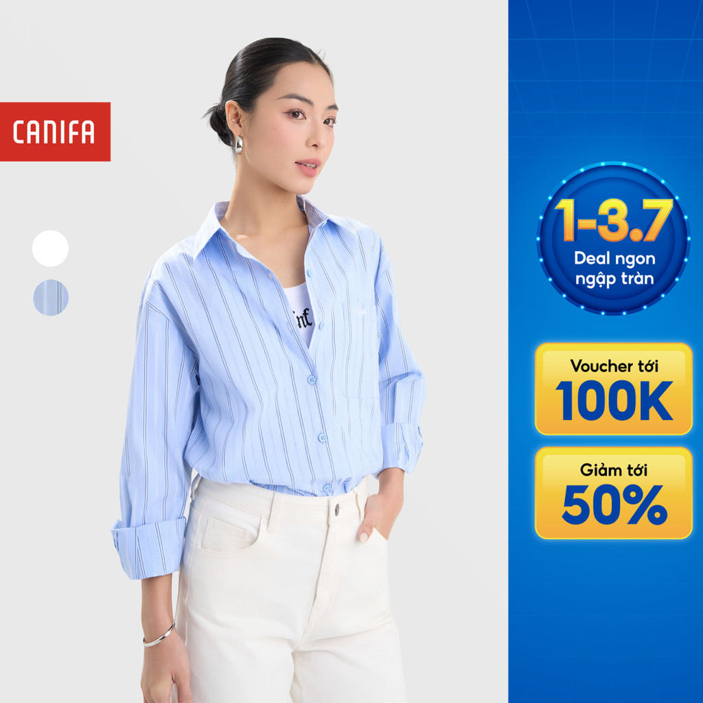 Áo sơ mi nữ CANIFA dài tay họa tiết kẻ 6TH25S001