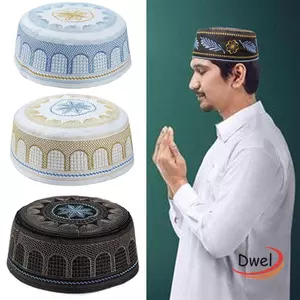 Mũ Hồi Giáo DWEL Nam Thêu Cotton Mũ Cầu Nguyện