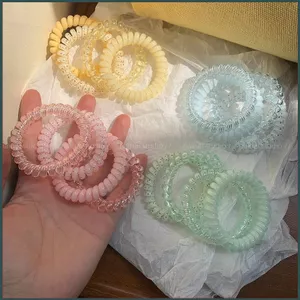 YT4 Phụ kiện tóc Phụ kiện tóc Dây buộc tóc Không gây hại cho tóc Hình dạng đường dây điện thoại Màu thạch