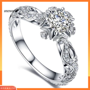 Một thế giới| Phụ Nữ Hoa Kim Cương Giả Nhẫn Valentine Cưới Đính Hôn Trang Sức