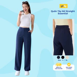 Quần âu nữ Yody cạp phối chun lưng, quần straight essential dáng suông thanh lịch TRA WOTR26A009