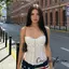 Áo ống Corset Slim Bustier dành cho nữ Áo không tay lệch vai Dây buộc phía trước Bandeau