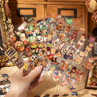 ENWEI 24 Chiếc [Dòng Stocking] Nhãn Dán Phong Cảnh Anh Giấc Mơ Cũ Mỹ Trang Viên Phong Cách Vintage Tạp Chí Trang Trí Văn Phòng Phẩm