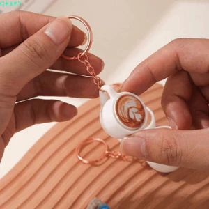 Móc khóa cốc cà phê QEARY, Cấu trúc nhẹ Vòng kim loại bền Đồ chơi nút ngón tay, Tay nghề thủ công tinh tế Thiết kế di động Móc khóa Fidget bằng nhựa rắn mịn cho