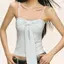 American Retro Hot Girl Dopamine Blue Camisole Summer Slim-fit Slimmer Look Đính cườm Small Top