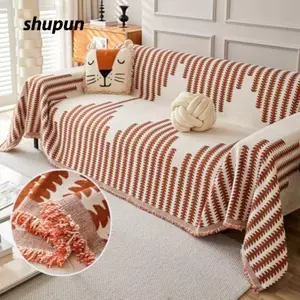 Chăn đi văng SHUPUN, Khăn choàng sofa thân thiện với da có thể đảo ngược, In hai mặt chống trầy xước Vỏ bọc ghế sofa Chenille