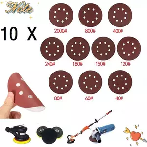 NOTE1 10 Chiếc Giấy Nhám Khô Oxit 5 Inch 8 Lỗ Đánh Bóng Thay Thế Đĩa Chà Nhám