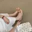 TT Bằng Sáng Chế Da Nơ Sandal Nữ Nêm Gót Chân Tất Cả Trận Đấu Dây Đeo Sau Đơn