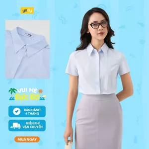 Áo sơ mi nữ YODY tay ngắn chuẩn công sở thấm hút tốt khô nhanh WOSS26S001