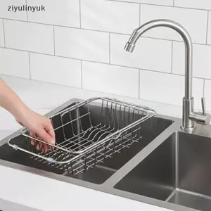 Ziyulinyuk Giỏ thoát nước bồn rửa có thể thu vào 1 Thiết kế bằng thép không gỉ chống trượt để rửa nhà bếp hiệu quả Rau quả VN