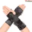 VVDZA Găng Tay Halloween Cosplay Đảng Nữ Dài Đen Gothic Cánh Tay Giữ Ấm Lỗ