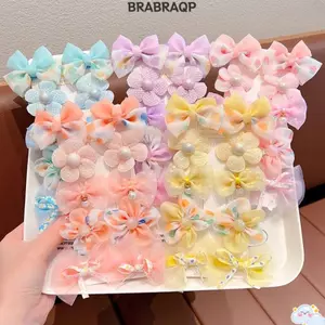 Bộ kẹp tóc BRBRAA 10 chiếc, Kẹp tóc hoa tuyn nhiều kích thước, Màu Pastel ngọt ngào Organza Nơ nhẹ Tóc Barrettes cho bé gái