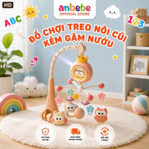 Đồ chơi treo nôi cũi kèm gặm nướu cho bé sơ sinh xoay 360 kích thích thị giác có hộp nhạc chế độ tự tắt ANBEBE