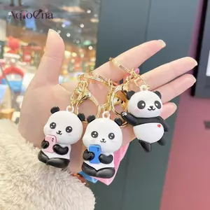 AqToCna Gấu Trúc Dễ Thương Hoạt Hình Móc Khóa Kawaii Động Vật Mặt Dây Chuyền Móc Khóa Túi Charm Xe Chìa Khóa Phụ Kiện Dành Cho Bé Gái Bé Trai Người Yêu Dự Tiệc Quà Tặng AqToCna