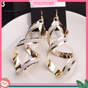 MIC _ Women Xoắn Ốc Chà Móc Tòn Ten Bông Tai Cưới Đính Hôn Cô Dâu Món Quà Trang Sức