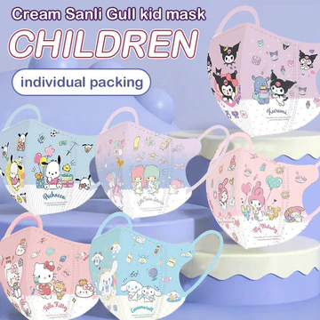 Khẩu trang trẻ em dùng một lần được đóng gói riêng với họa tiết hoạt hình Sanrio Khẩu trang trẻ em 3D cho lứa tuổi 3-12 Khẩu trang hoạt hình Kulomi Meieti thời trang và thoáng khí