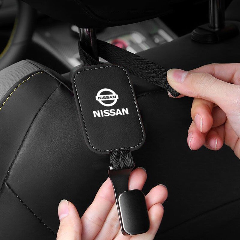 Móc sau ghế ô tô da lộn thích hợp cho Nissan Cube Y62 Versa J11 Juke Patrol Tiida Note Serena Đá nội thất ô tô ghế sau móc kim loại