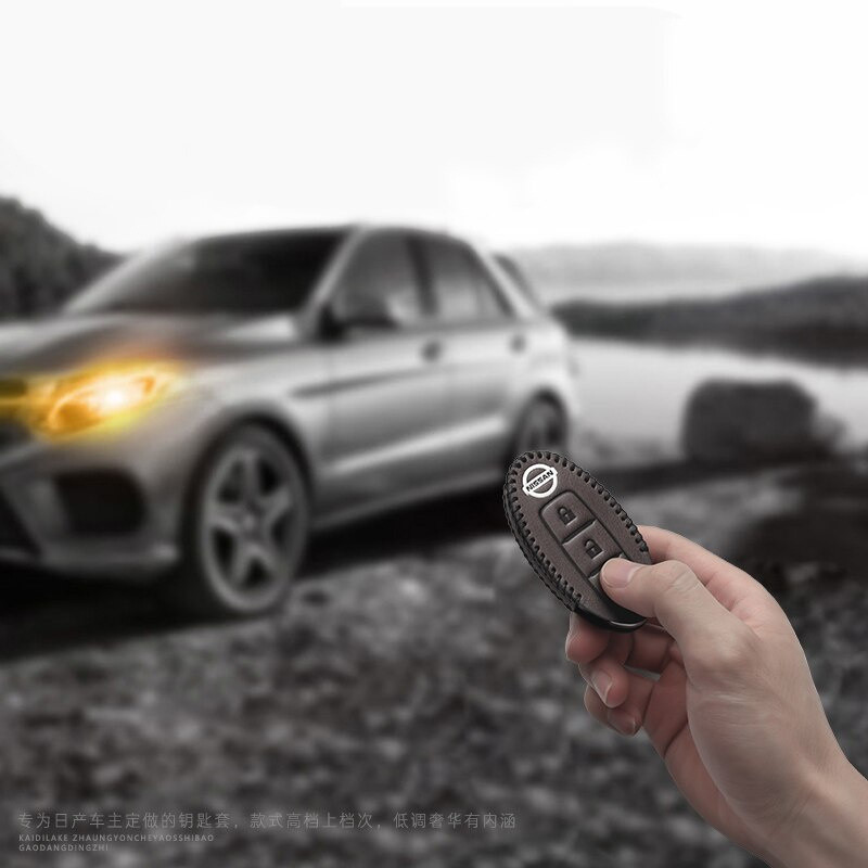 Da Thông Minh Chìa Khóa Ô Tô Bao Móc Khóa Túi FOB Bảo Vệ Cho Xe Nissan Almera Lá March Juke X-Trail Kicks Tiida Pathfinder Terra Patrol Note Livina GTR Vỏ Giá Đỡ Từ Xa
