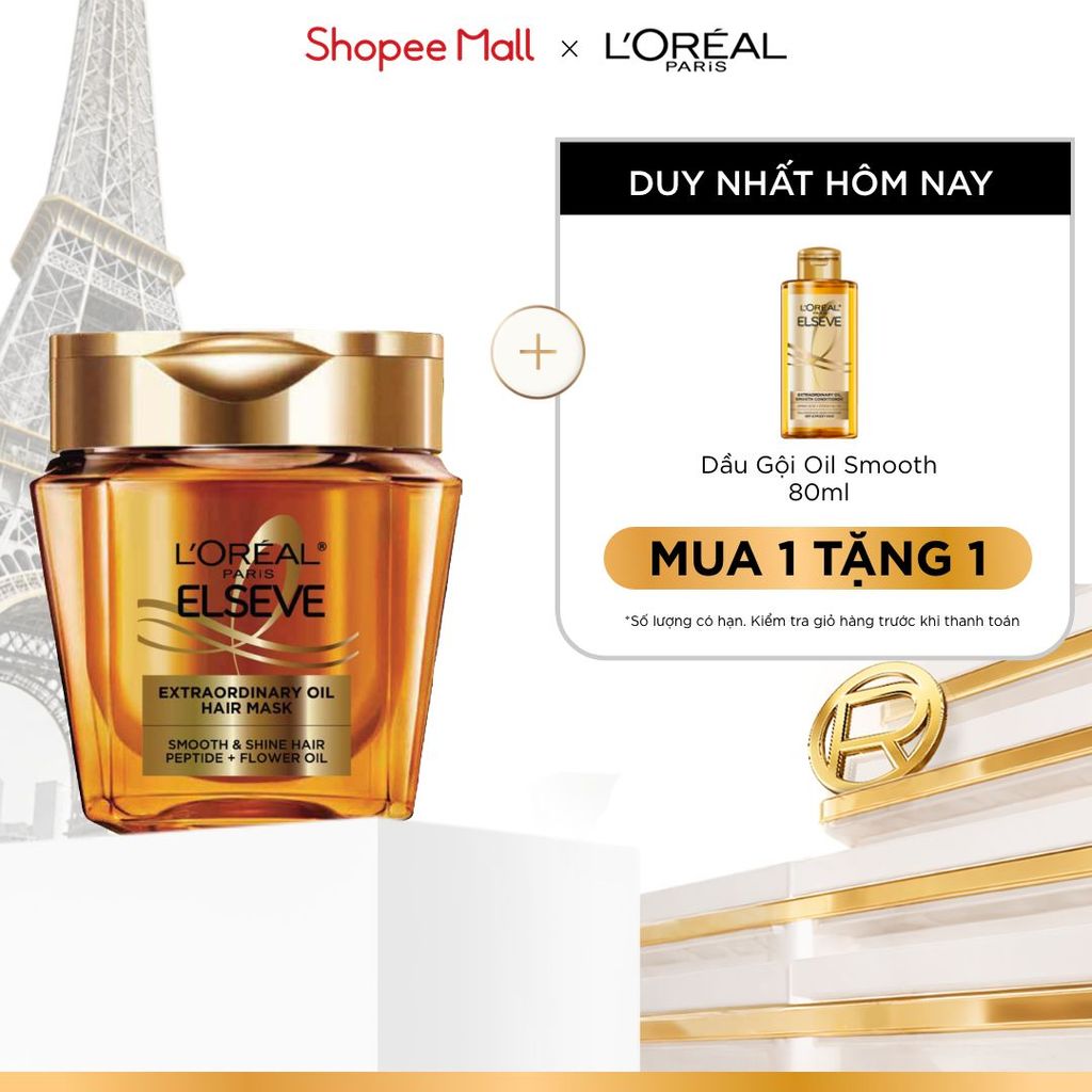 Mặt nạ ủ tóc chuyên sâu gold peptide phục hồi hư tổn giúp suôn mượt tóc L’Oreal Paris Extraordinary Oil Mask 250ml