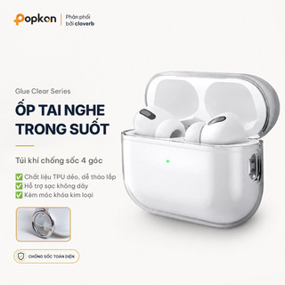 Ốp AirPods 4 Trong Suốt POPKON Chống Sốc Kèm Móc Khóa