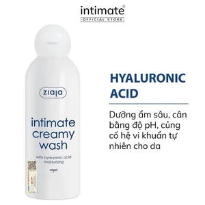 Dung Dịch Vệ Sinh Phụ Nữ Intimate With Hyaluronic Acid ZIAJA Giúp Cân Bằng pH, Dưỡng Ẩm, Làm Sạch 200ml
