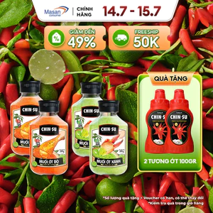 Combo 4 chai xốt muối ớt CHIN-SU ( 2 xanh + 2 đỏ) chai x 200gram
