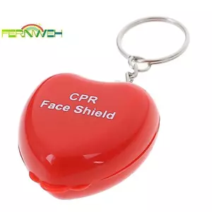 Mini Protect CPR Mask Mouth KeyChain Rescue In Heart Box Face Mask Sơ cứu [MỚI]