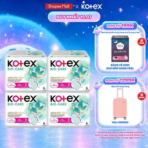 Combo 4/Combo 8 gói Băng vệ sinh Kotex Biocare Ban Ngày siêu mỏng cánh 23CM - 6 miếng/gói