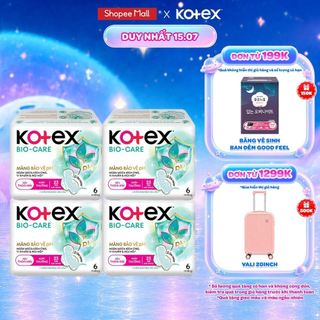Combo 4/Combo 8 gói Băng vệ sinh Kotex Biocare Ban Ngày siêu mỏng cánh 23CM - 6 miếng/gói