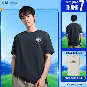Áo thun nam HLA tay ngắn màu xanh navy - Ice feeling, thoáng & co giãn