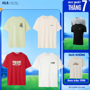 Áo thun nam HLA Basic họa tiết viền, chất liệu mát lạnh, thoáng khí thoải mái vận động