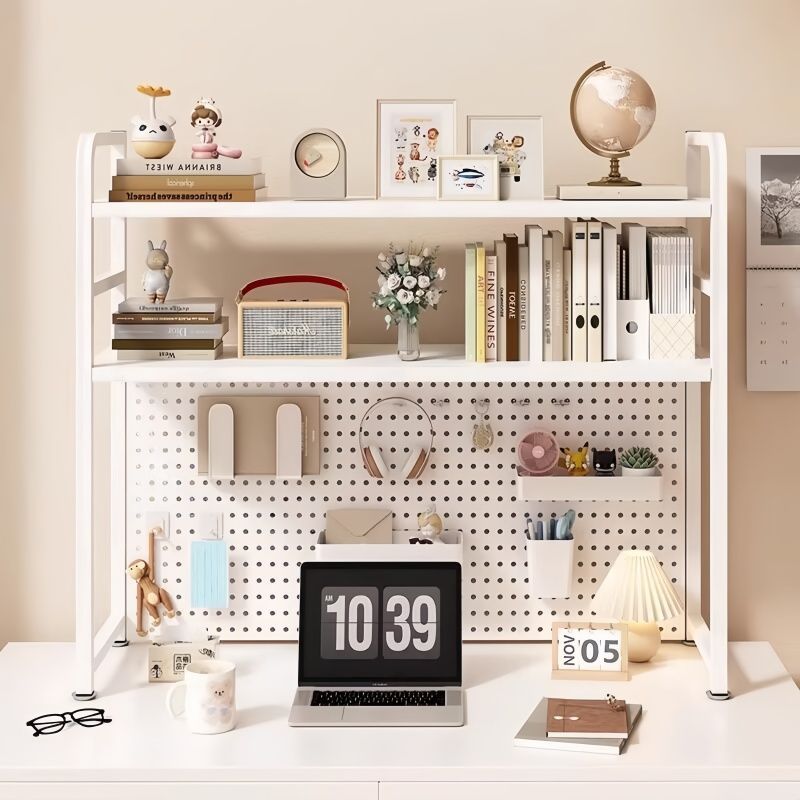 Kệ Pegboard Để Bàn Nhiều Tầng, Giá Sách & Sắp Xếp Đồ Dùng Học Tập, Văn Phòng, Máy Tính, Kệ Trưng Bày Gọn Gàng