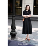 Đầm sơ mi nữ ELLA DORA 4 cúc đồng form ôm dáng dài thanh lịch công sở dễ mặc đi làm đi chơi [D249] — ảnh 5
