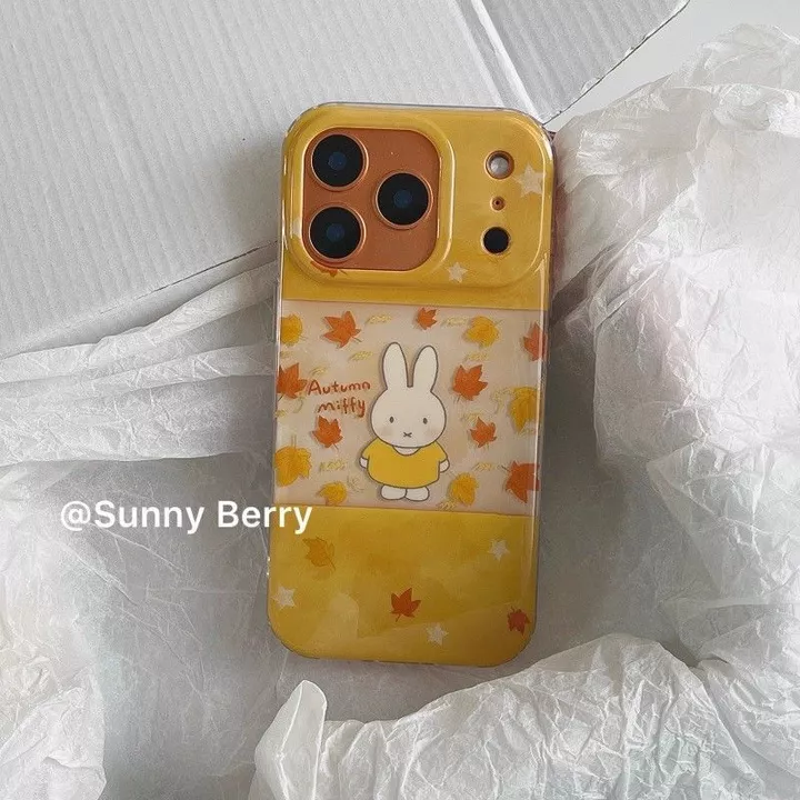 Ốp điện thoại hình thỏ lá phong màu vàng Xiaomi 17pro Vỏ điện thoại civi4 / 15 / 13 Ốp điện thoại Redmi note14 Vỏ điện thoại mới Vỏ điện thoại k80 Vỏ điện thoại mùa thu đông