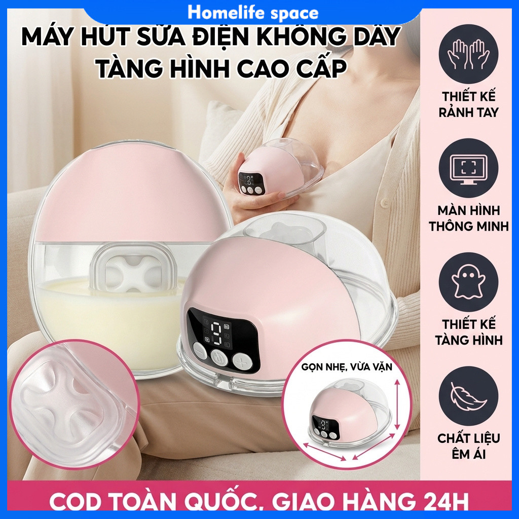 [📢Free shipping🕹️]Máy Hút Sữa Điện Đơn Không Dây, Máy Vắt Sữa Cao Cấp Chế Độ Hút Không Gây Đau Rát