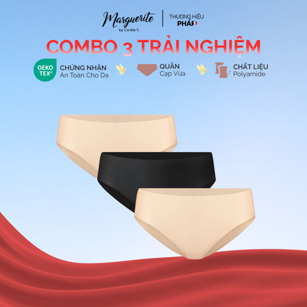 [MÀU MỚI VỀ] COMBO 3 quần lót nữ không đường may lưng vừa Clean-cut thun lạnh kháng khuẩn, chuẩn OEKO-TEX | CORÈLE 02188