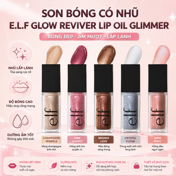 Son Bóng Dầu Dưỡng Môi ELF Glow Reviver Lip Oil Plumping Glimmer Căng Mọng Bóng Đẹp