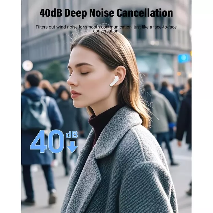 Tai nghe không dây, Tai nghe Bluetooth 5.4 Âm thanh nổi Bass, Tai nghe có Mic khử tiếng ồn, Màn hình LED trong tai Tai nghe Cuộc gọi rõ ràng, Tai nghe – 3