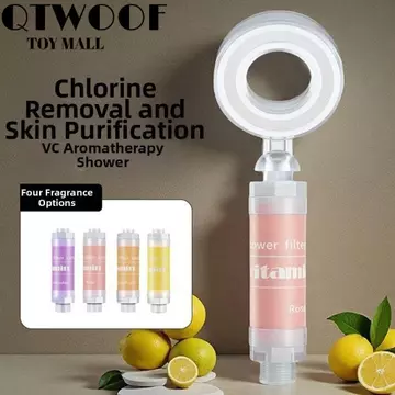 Bộ lọc nước đầu vòi hoa sen QTWOOF, Khử clo Hỗn hợp với vòi hoa sen Vitamin C thơm, Bộ lọc hoa oải hương thời trang Tạp chất Máy lọc vòi hoa sen chống bỏng Phụ kiện phòng tắm