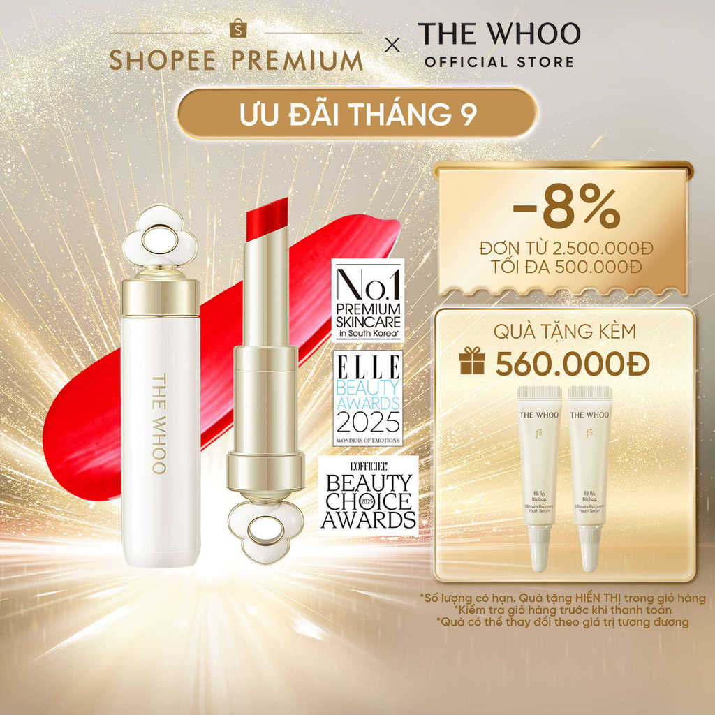 [THE WHOO OFFICIAL] Son dưỡng môi có màu, giàu dưỡng chất The Whoo Essential Lip Glow Balm 3.3gr