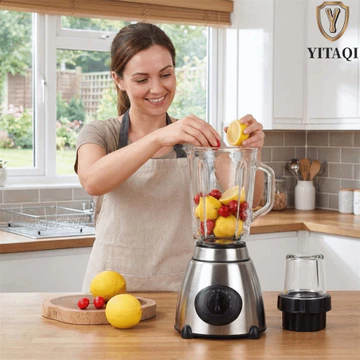 Máy ép trái cây máy xay sinh tố YITAQI, Máy xay sinh tố nước ép 1,5 L đa chức năng, Vỏ thép không gỉ phù hợp Dung tích lớn Phích cắm EU / US / UK Máy xay sinh tố treo tường Thiết bị nhà bếp