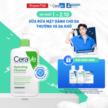 Sữa rửa mặt giúp làm sạch sâu dành cho da thường và da khô Cerave Hydrating Cleanser 473ML