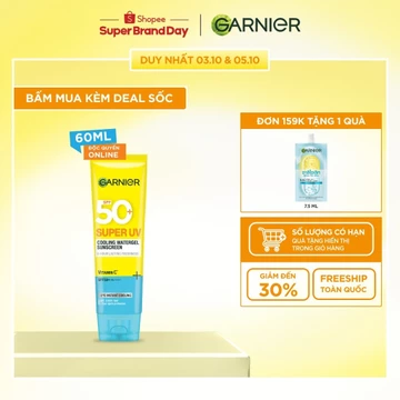 MỚI! Kem chống nắng mát da Watergel SPF50+ PA++++ - Garnier Super UV Cooling Watergel 30ml & 60ml
