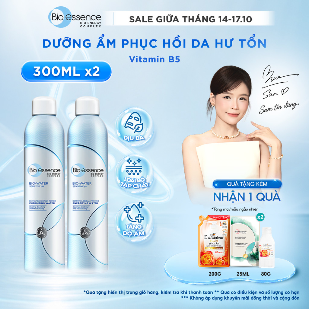 Combo 2 Chai Nước xịt khoáng dưỡng da ẩm mượt và bảo vệ da  Bio-Essence Bio-Water Water Energizing 300ml
