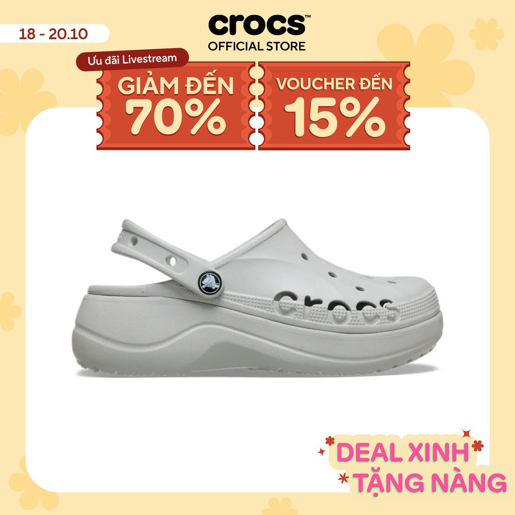 Giày Clog Nữ Crocs Baya Platform - Pearl - 208186-101