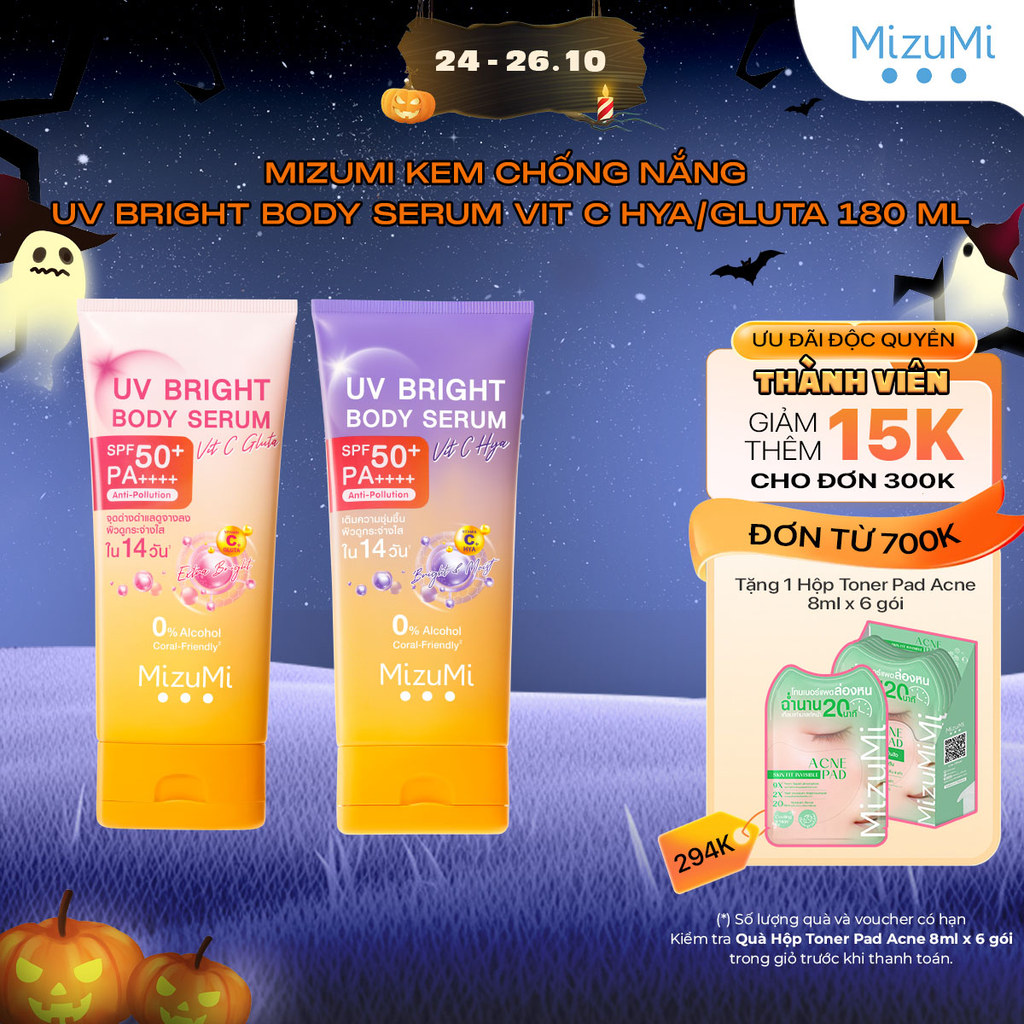 MizuMi Kem Chống Nắng UV Bright Body Serum Vit C HYA/GLUTA 180 ml