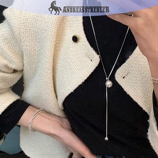 Onetimingfine Không Đều Chất Lỏng Kim Loại Ngọc Trai Vòng Cổ Màu Bạc Có Thể Điều Chỉnh Hợp Kim Kéo Dây Chuyền Vòng Cổ Punk Hiphop Trang Sức VN